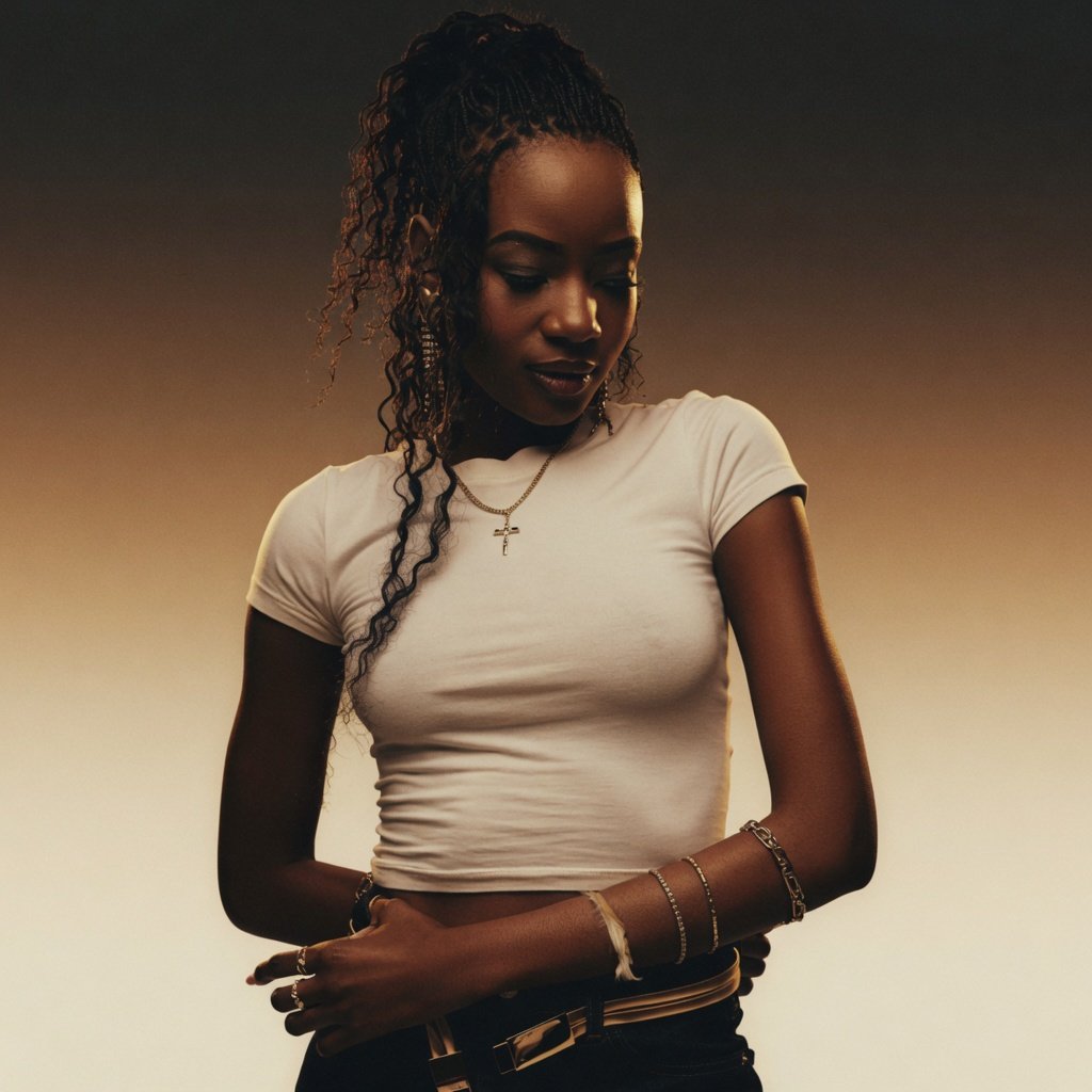 NATASHA MD, South African singer and Afro House vocalist, in a cinematic studio portrait